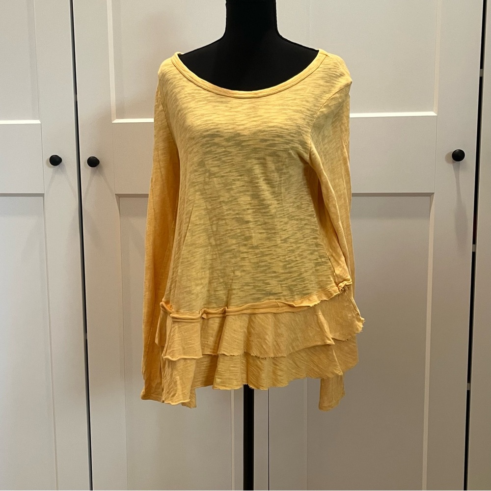 Altar'd State Yellow Layered Tunic Casual Lightweight Colorful Ruffle Hem Sz M